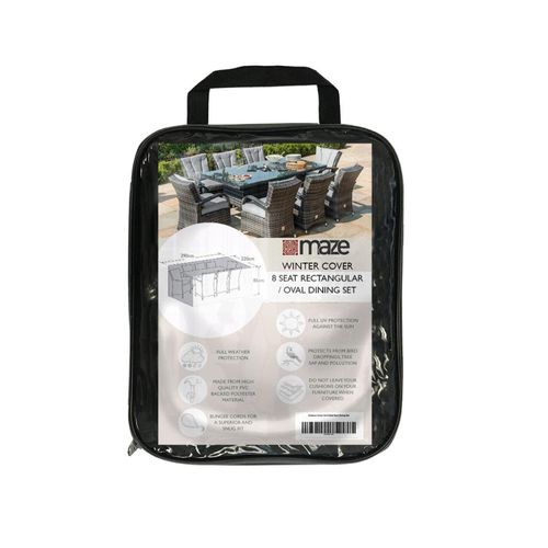 Maze Black Polyester 8 Seater Outdoor Dining Set Cover