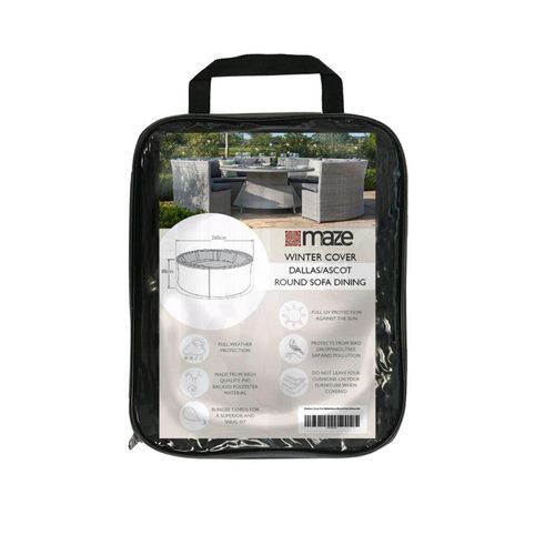 Maze Black Polyester Ascot Round Sofa Outdoor Dining Set Cover