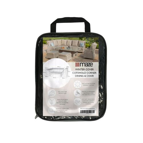Maze Black Polyester Cotswold Corner Outdoor Dining Set and Chair Cover
