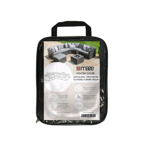 Maze Black Polyester Curved Outdoor Corner Group Cover