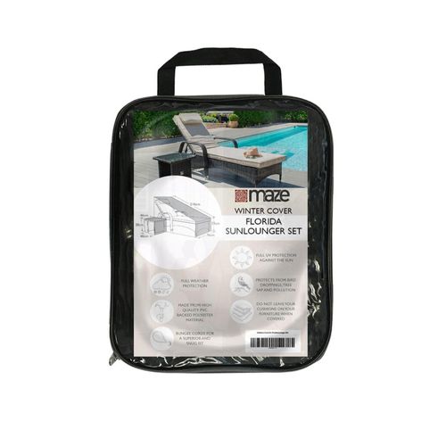 Maze Black Polyester Florida Outdoor Lounger Set Cover