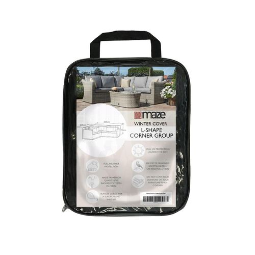 Maze Black Polyester L-Shaped Outdoor Corner Group Cover