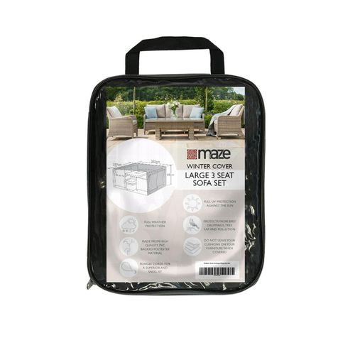 Maze Black Polyester Large 3 Seater Outdoor Sofa Set Cover