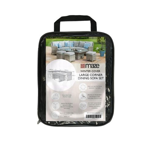Maze Black Polyester Large Corner Outdoor Dining Sofa Set Cover