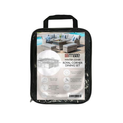 Maze Black Polyester Royal Corner Outdoor Dining Set Cover