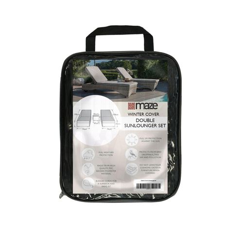 Maze Black Polyester Garden Sunlounger Set Cover