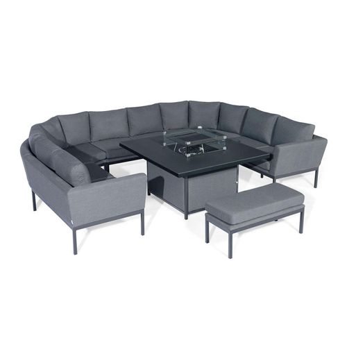 Maze Pulse Flanelle U Shape Corner Sofa Fire Pit Table Garden Dining Set