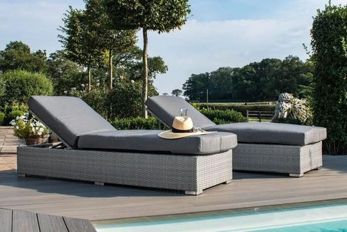 Maze Ascot Grey Rattan Garden Sun Lounger Set