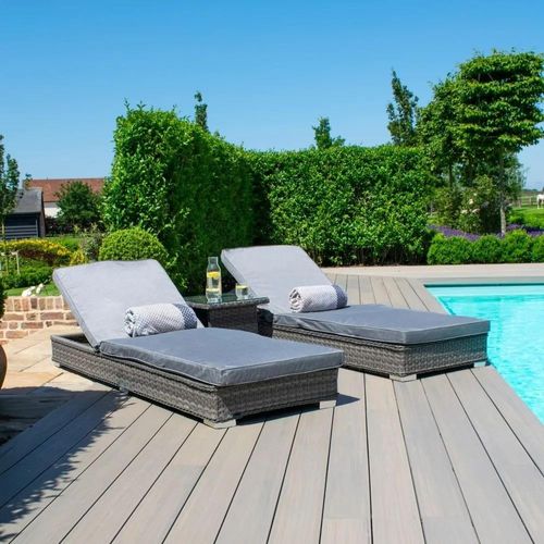 Maze Victoria Grey Rattan Garden Sunlounger Set