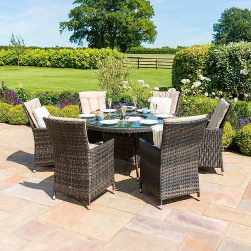 Maze LA Brown Rattan 6 Seater Round Ice Bucket Garden Dining Set