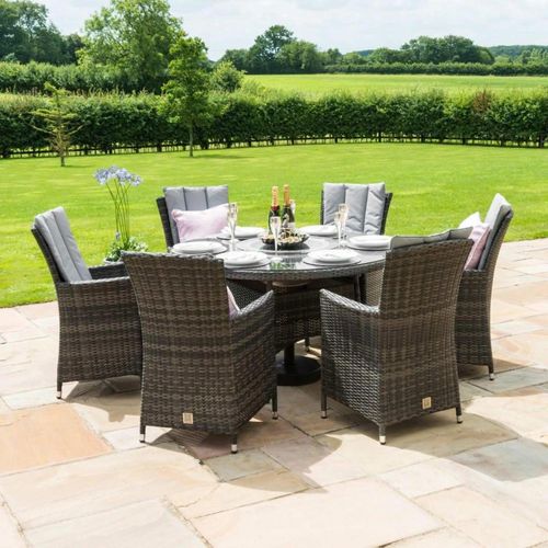 Maze LA Grey Rattan 6 Seater Round Ice Bucket Garden Dining Set