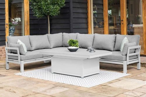 Maze Oslo White Corner Sofa Rising Garden Dining Set