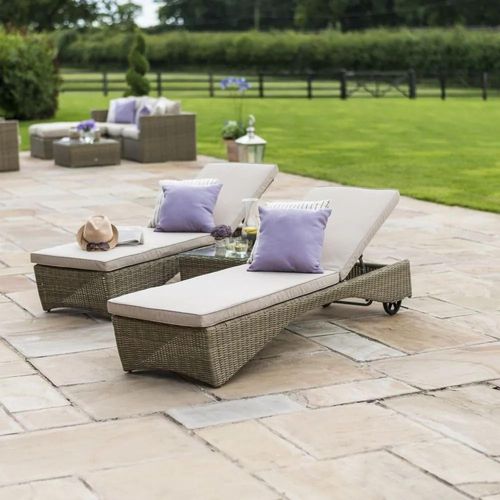 Maze Winchester Natural Rattan Garden Sunlounger Set