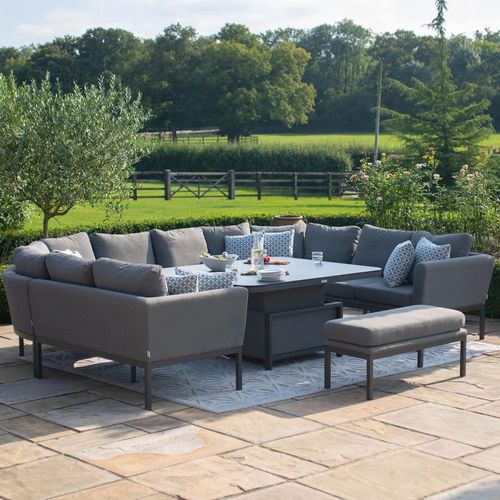 Maze Pulse Flanelle U Shape Rising Table Corner Garden Dining Sofa Set with Bench