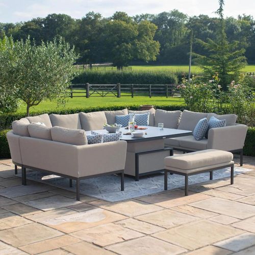 Maze Pulse Oatmeal U Shape Rising Table Corner Garden Dining Sofa Set with Bench