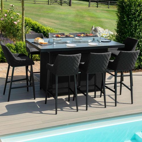 Maze Regal Charcoal 8 Seater Fire Pit Table Garden Bar Set