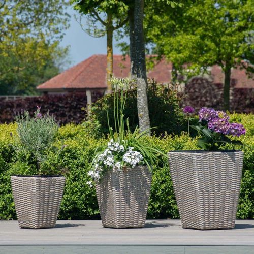 Maze Cotswold Natural Rattan Triple Outdoor Planter Set