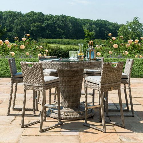Maze Oxford Grey Rattan 6 Seater Ice Bucket Round Garden Bar Set