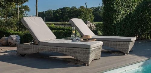 Maze Oxford Grey Rattan Garden Sunlounger Set