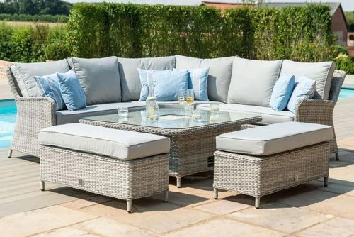 Maze Oxford Grey Rattan Royal Corner Garden Dining Sofa Set