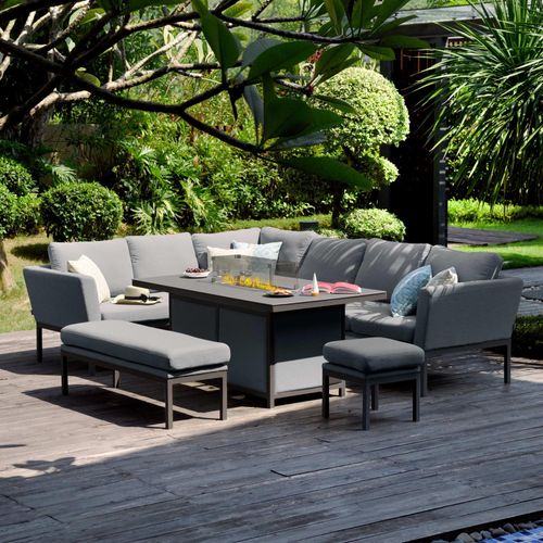 Maze Pulse Flanelle Fire Pit Table Corner Garden Dining Set
