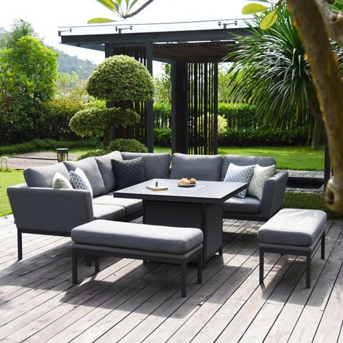 Maze Pulse Flanelle Square Fire Pit Table Corner Garden Dining Set