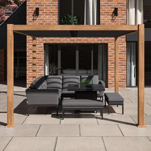 Maze Como Wood Effect Aluminium Outdoor Pergola