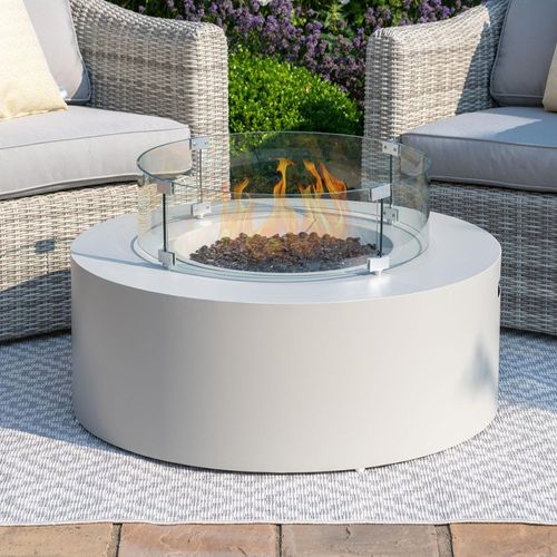 Maze White Pebble Round Outdoor Gas Fire Pit