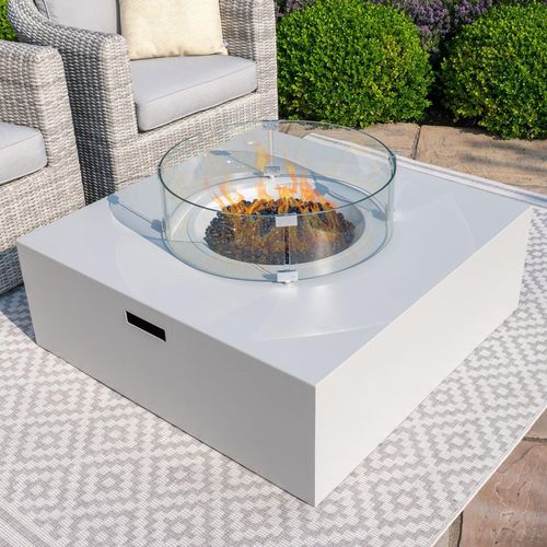 Maze White Pebble Square Outdoor Gas Fire Pit