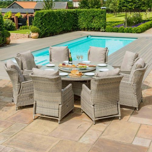 Maze Cotswold Natural Rattan 8 Seater Round Lazy Susan Garden Dining Set