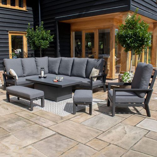 Maze Manhattan Charcoal Reclining Rising Table Corner Garden Dining Set with Armchair