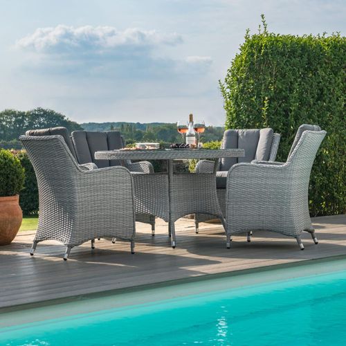 Maze Ascot Grey Rattan 4 Seater Round Garden Dining Set