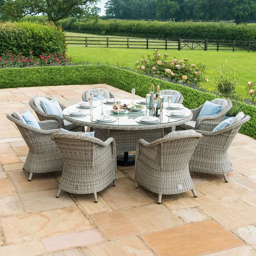 Maze Oxford Heritage Rattan 8 Seat Round Dining Set with Lazy Susan and Ice Bucket