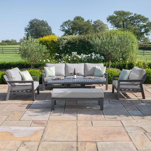 Maze New York Dove Grey 3 Seater Garden Sofa Set with Rising Table