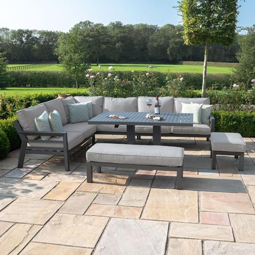 Maze New York Dove Grey Rising Table Corner Garden Dining Set