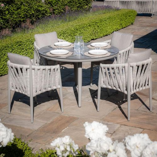 Maze Milan Cool Linen 4 Seater Round Garden Dining Set