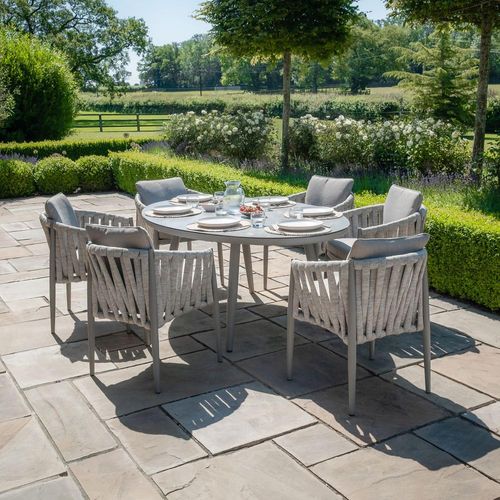 Maze Milan Cool Linen 6 Seater Oval Garden Dining Set