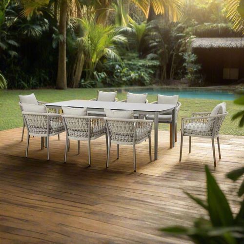 Maze Monaco Cool Linen 8 Seater Garden Dining Set
