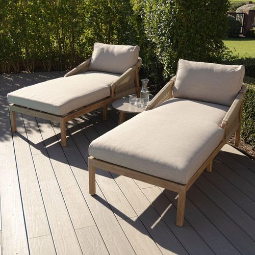 Maze Martinique Light Brown Double Garden Sunlounger Set