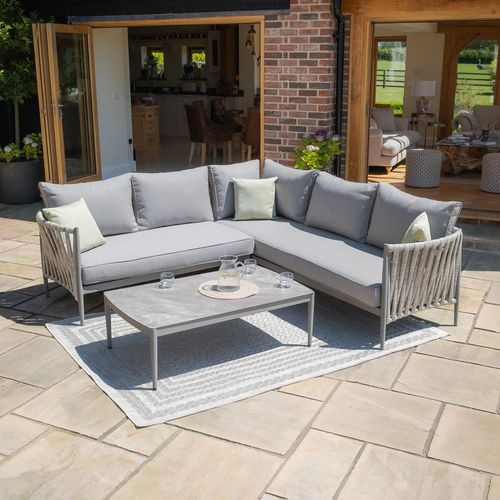 Maze Milan Cool Linen Small Corner Garden Sofa Set