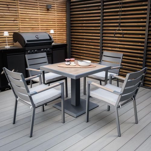 Maze Vancouver Dove Grey 4 Seater Square Garden Dining Set
