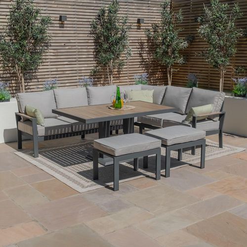 Maze Vancouver Dove Grey Rising Table Corner Garden Dining Set