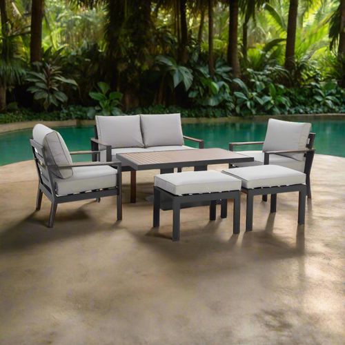 Maze Vancouver Dove Grey 2 Seater Garden Sofa Set with Rising Table