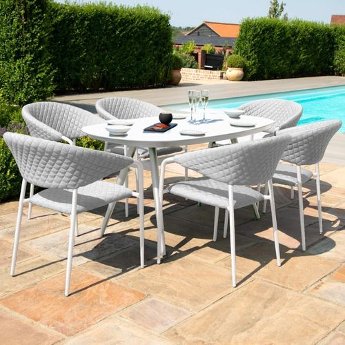 Maze Pebble Lead Chine 6 Seater Oval Garden Dining Set