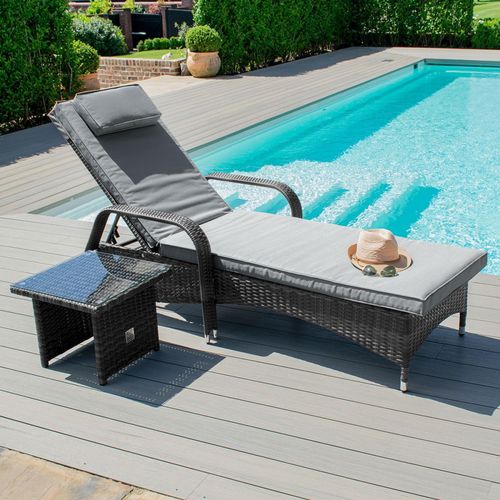 Maze Florida Grey Rattan Garden Sunlounger Set