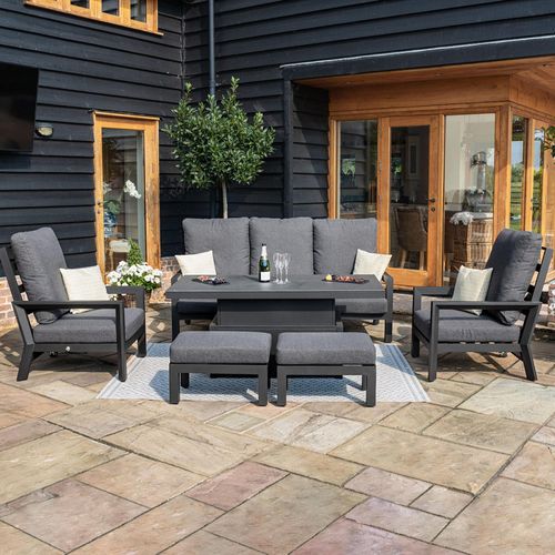 Maze Manhattan 3 Seater Reclining Rising Table Garden Sofa Set with Footstools