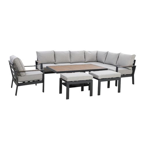 Maze Vancouver Dove Grey Rising Table Corner Garden Dining Set with Armchair