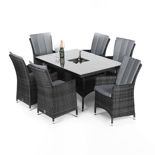 Maze LA Grey Rattan 6 Seater Ice Bucket Garden Dining Set
