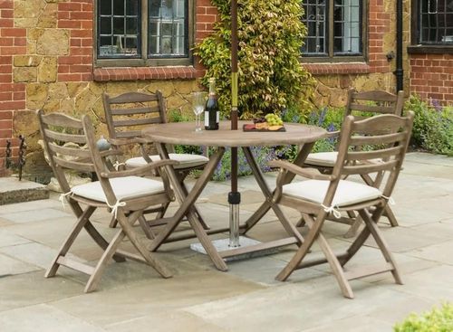Alexander Rose Sherwood Folding Round Garden Dining Table - 110cm