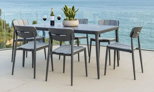 Alexander Rose Rimini Grey Ceramic Glass Garden Dining Table - 150cm